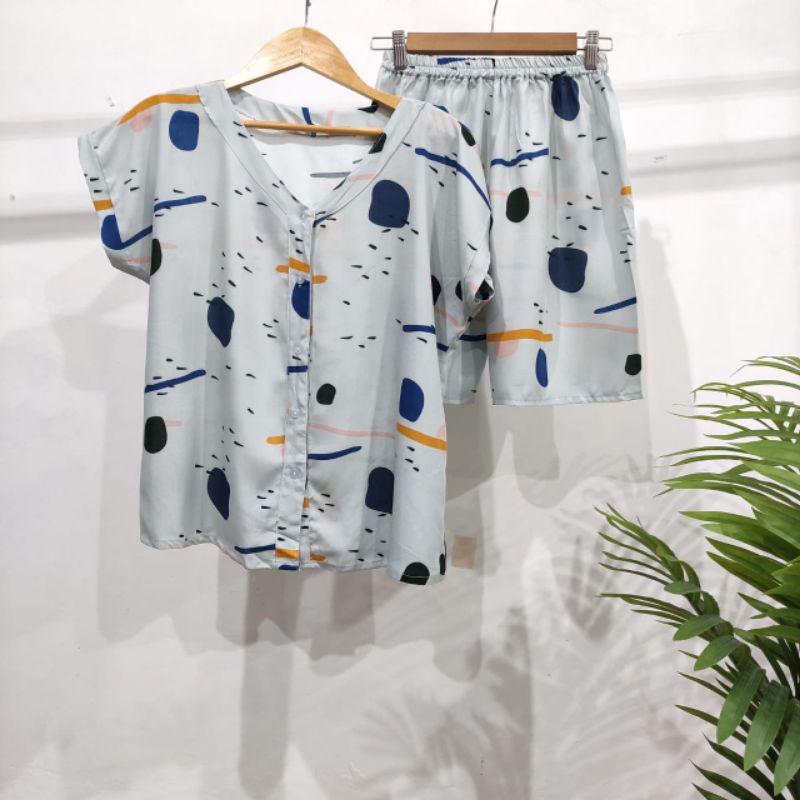 PIYAMA KANCING PENDEK HITS PIYAMA KANCING BUSUI | PIYAMA RAYON | HOMEWEAR-PDV R