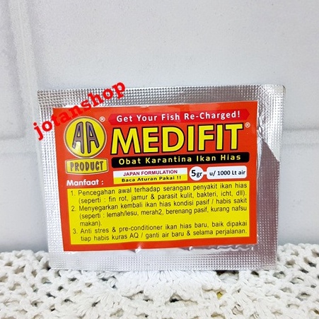 MEDIFIT 5GR obat karantina ikan hias fin rot jamur parasit icht stress koi koki 5 gr aquarium