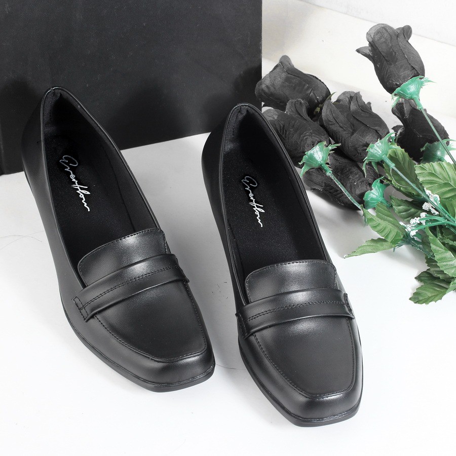 ☀ REV STORE ☀ Sepatu Formal Wanita Kulit Sintetis Hak 4cm / Sepatu Kerja Wanita Resmi