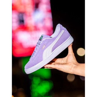 lavender pumas suede