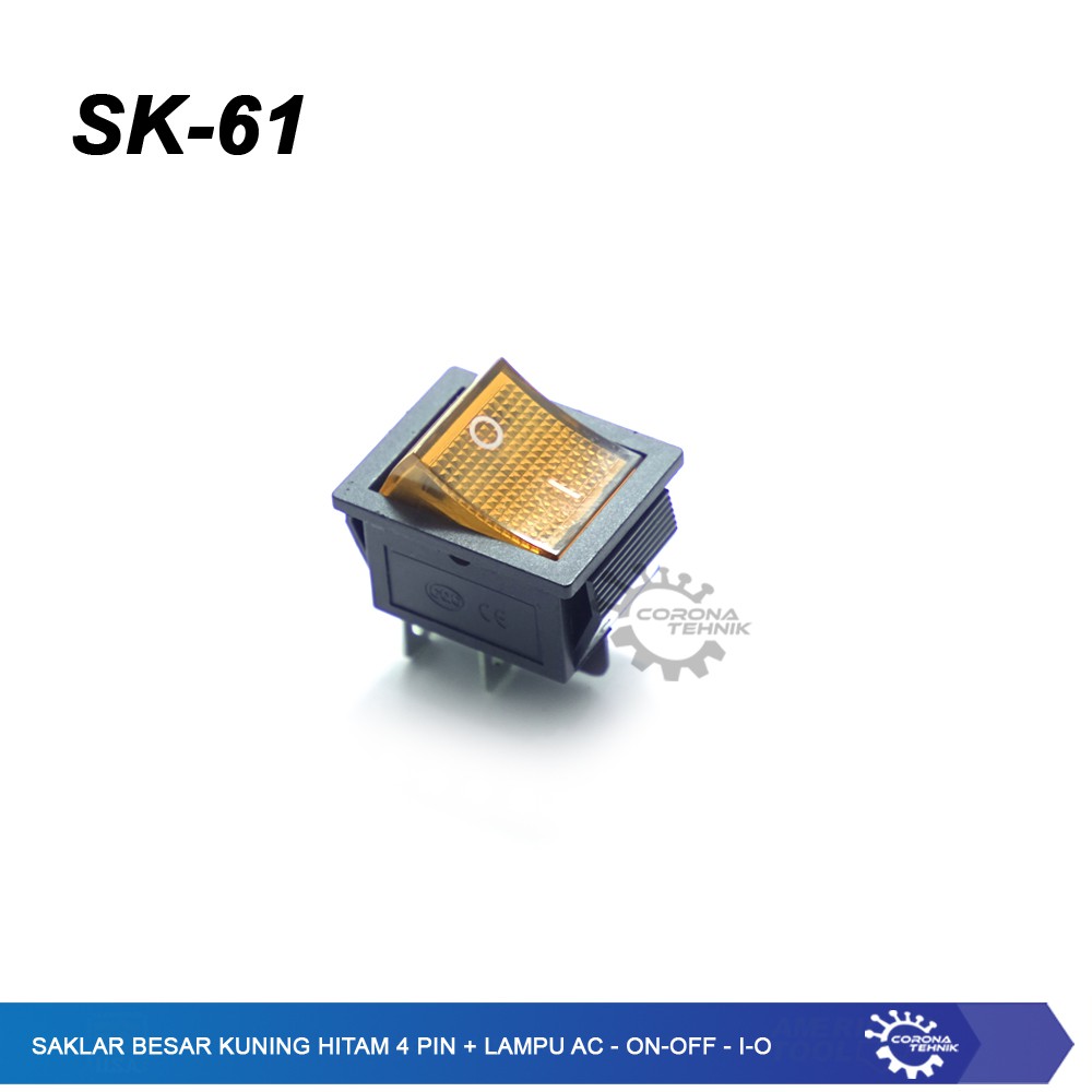 Saklar Besar Hitam 4 Pin - Lampu AC - ON-OFF- I -O