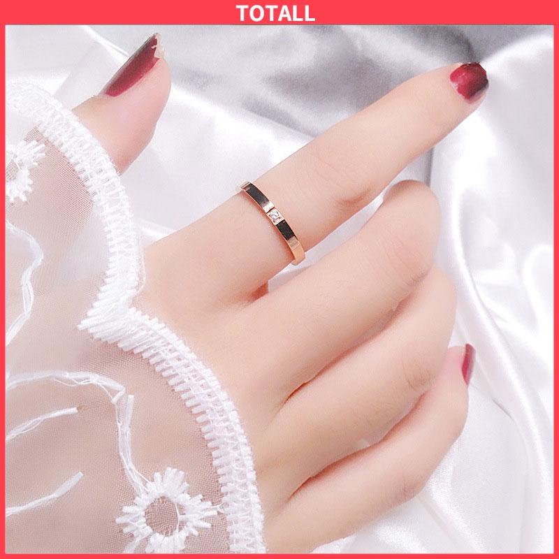 COD Cincin Solitaire Ultra Halus Set Mikro Berlian Cincin Titanium Wanita-Totall