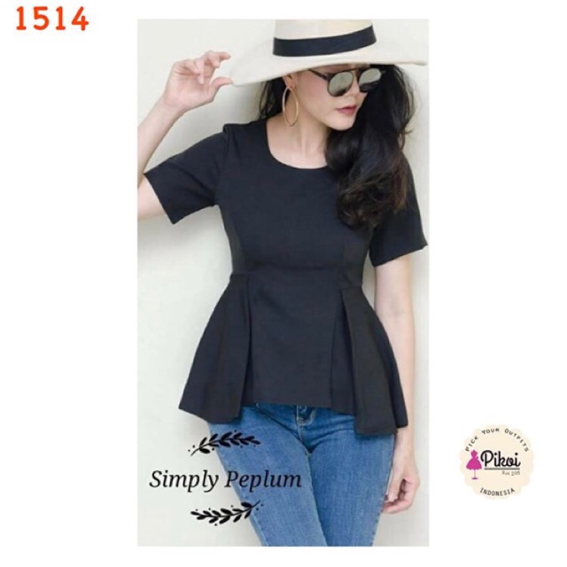 Blouse cewek lucu murah / blouse kantor cantik / blouse basic / blouse peplum / blouse hitam 1514