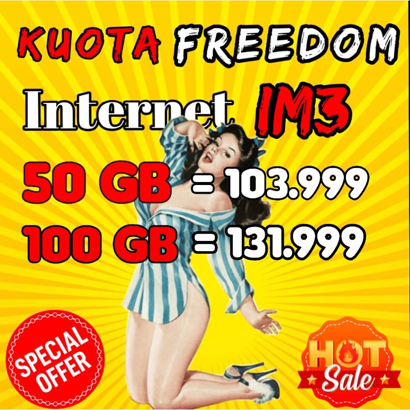 HOT SALE Paket Data Freedom internet Kuota besar 50GB 100GB full 24 jam nonstop