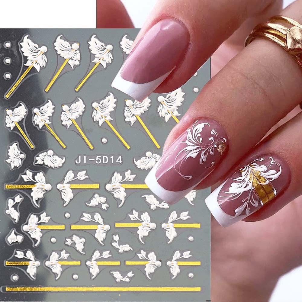 MXBEAUTY Bunga Stiker Kuku Wanita Fashion Manicure Aksesoris Alfabet Inggris Perekat Diri Nail Art Dekorasi