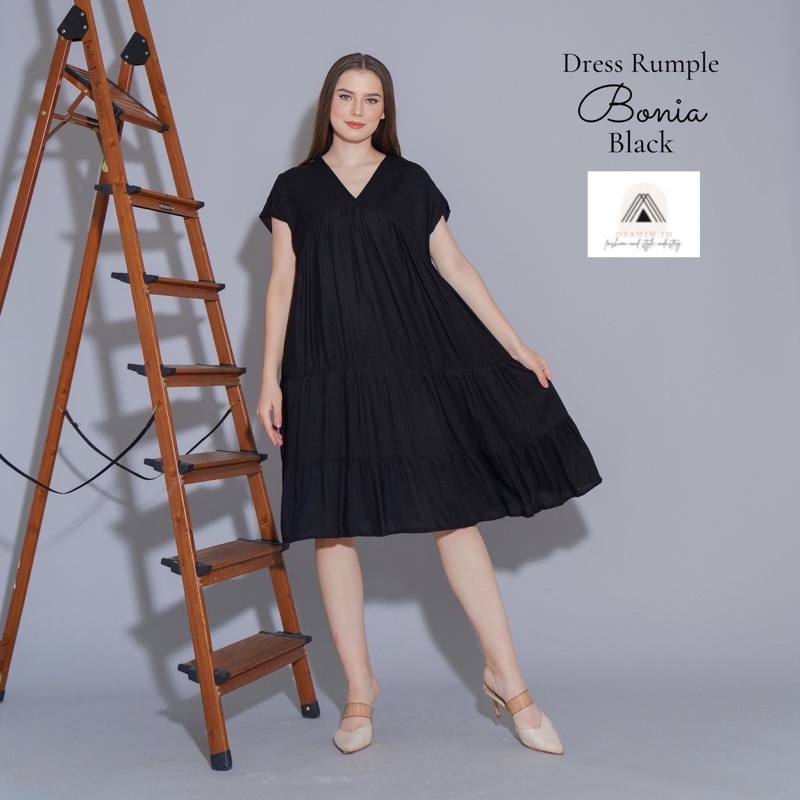 Rample Midi Dress Bonia , Daster Best Seller, Dress Bonia, Daster Ruffle Midi, Daster Kekinian