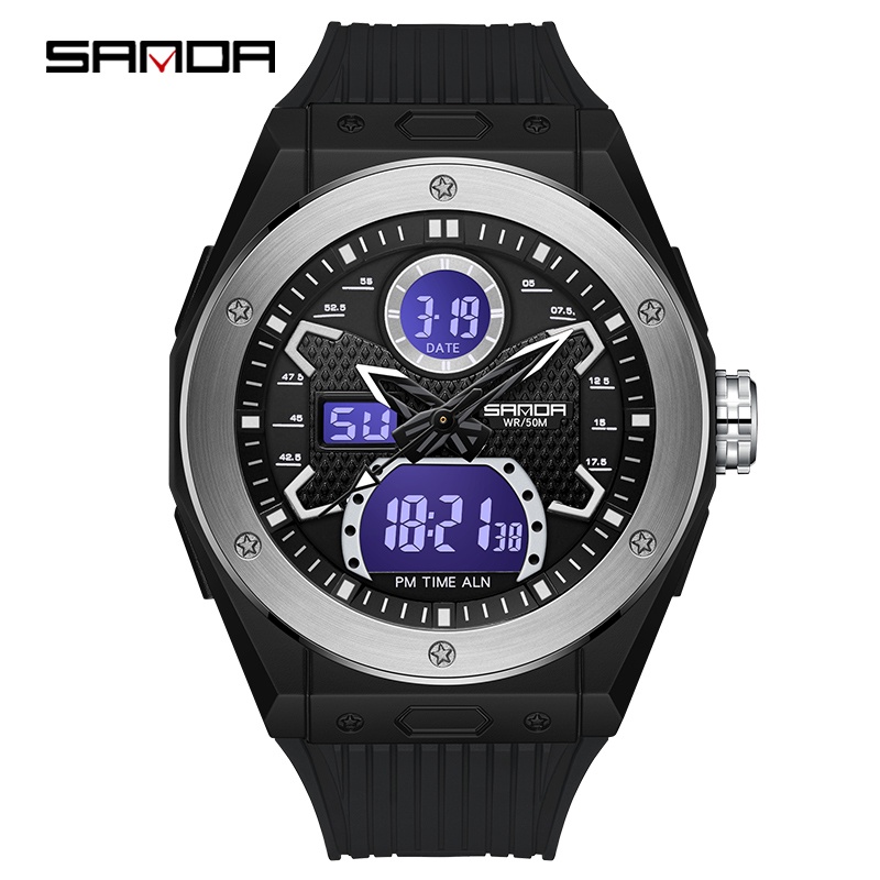 SANDA 3138 Jam Tangan Pria Digital Analog EL Backlight Sport Watch Anti Air WATCHKITE WKOS