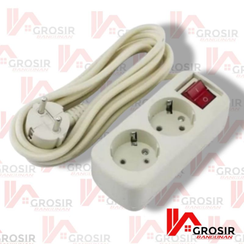 Colokan Listrik 2 Lubang 1,5,3,5 Meter Saklar Stop Kontak Cahayal/Terminal Kabel