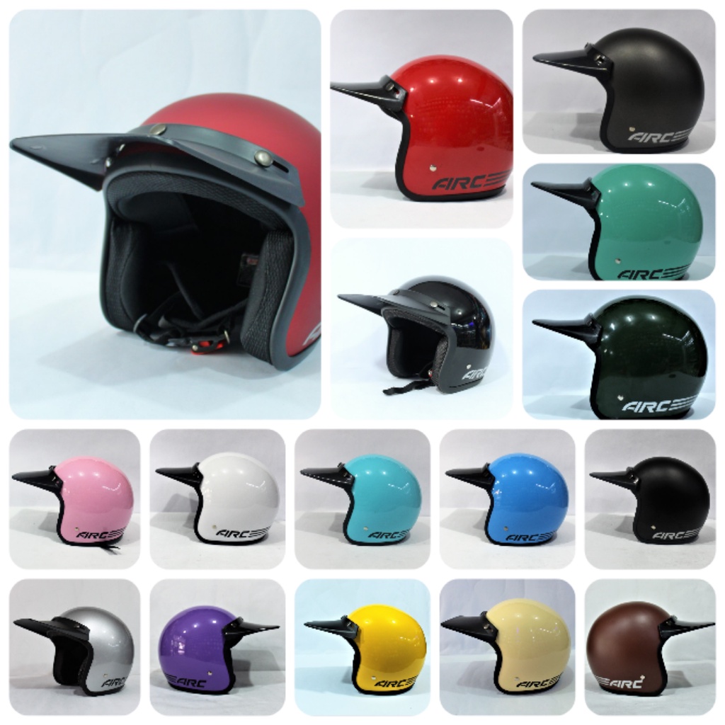 HELM BOGO AIRC POLOS PET PANJANG DEWASA PRIA DAN WANITA FULL LEHER BUJANGAN HELM2262