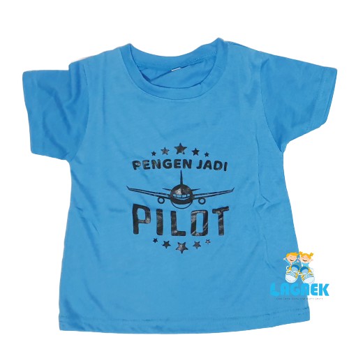 Kaos Anak Laki Laki Cita Cita Pengen Jadi Pilot Size SMLXL - Kaos Anak Tulisan Profesi - Kaos Anak Cowok Cewek