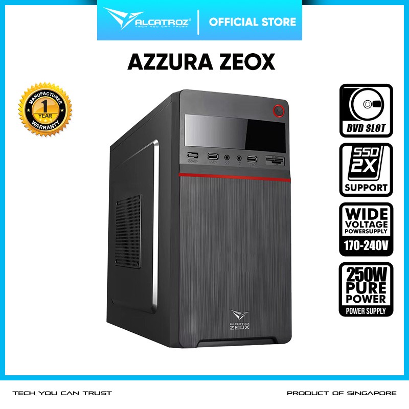 Casing Alcatroz Azzura ZEOX Mini-ATX with 450Watts PSU - Alcatroz ZEOX
