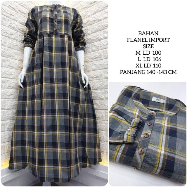 GAMIS FLANEL IMPORT ORIGINAL / Gamis Bushui Terbaru / Gamis Katun Kotak-kotak