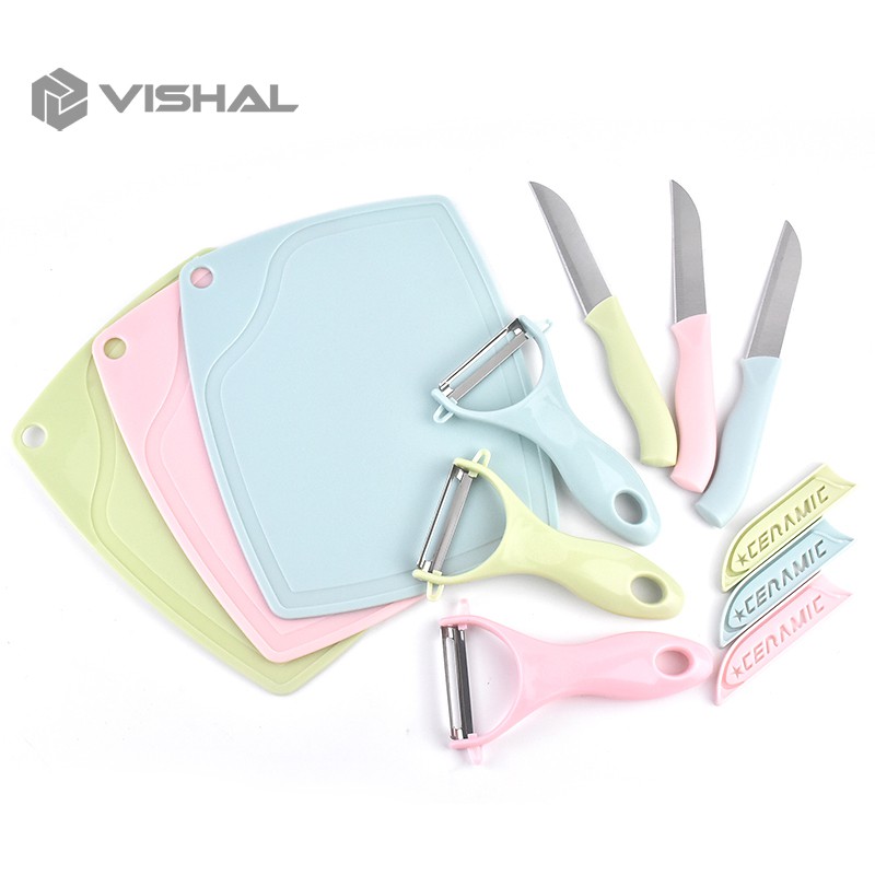 VISHAL Pisau Set Keramik 3 In 1 Talenan Knife Set Peeler Buah Ceramic Fruit Knife VS-1806