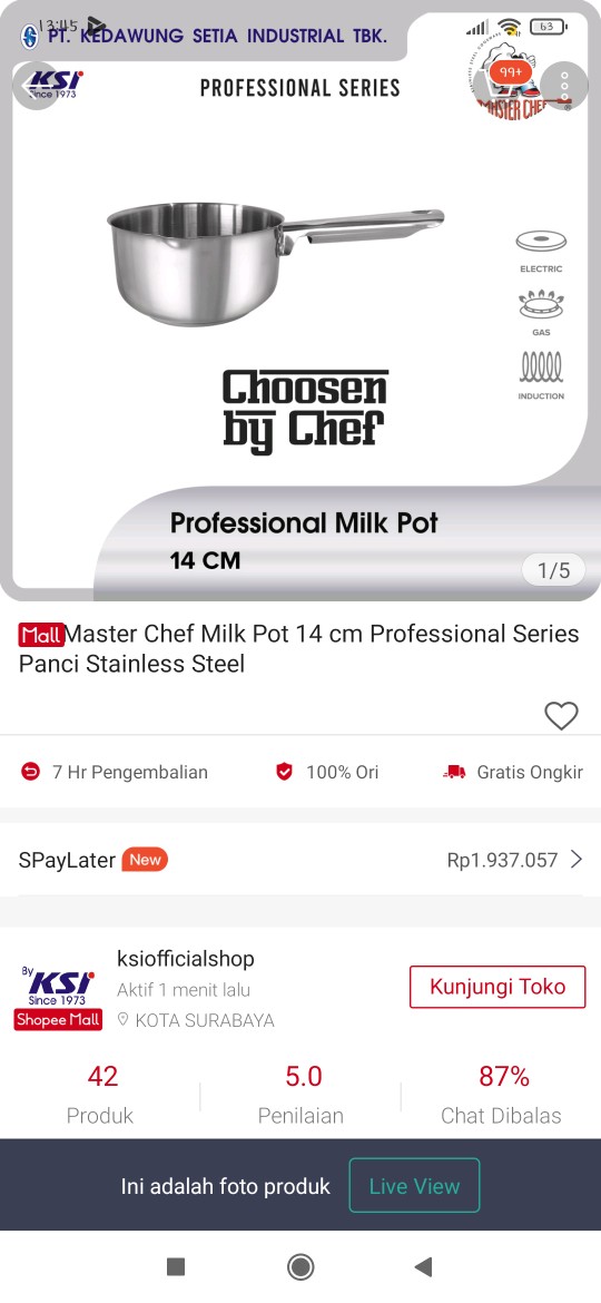 Master Chef Milk Pot 14 Cm Professional Series Panci Stainless Steel