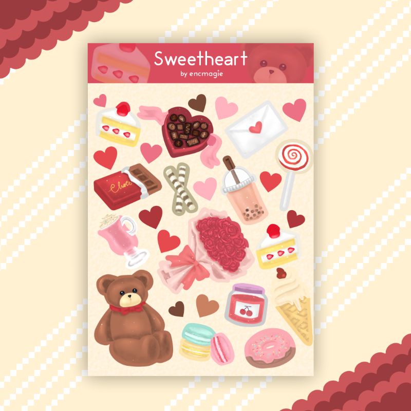 

Stiker Deco Sweetheart Valentine Cake Kisscut Glitter Laminated