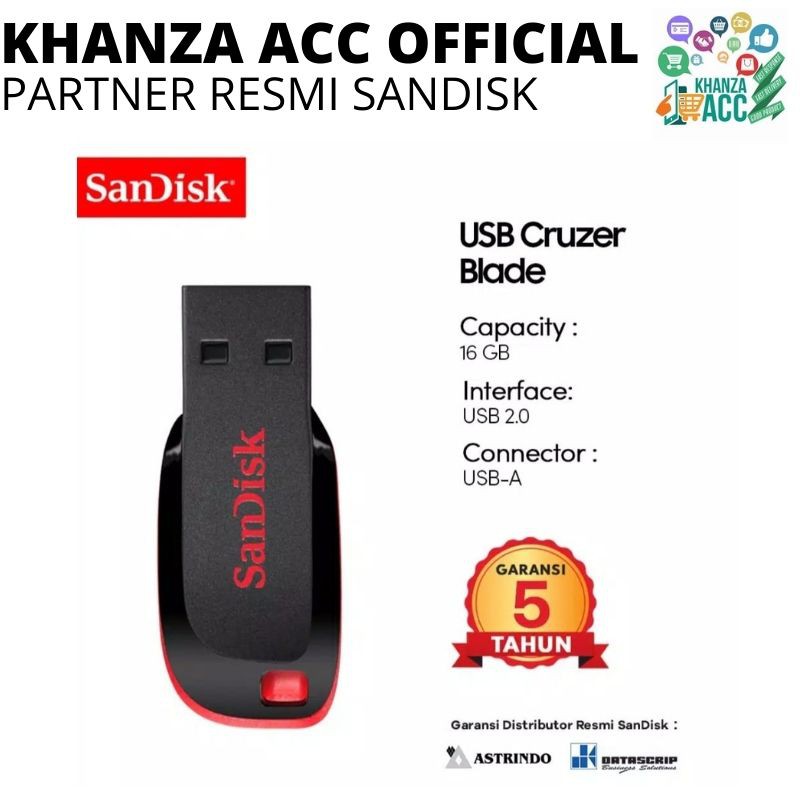 KHANZAACC FLASHDISK SANDISK CRUZER BLADE 16GB