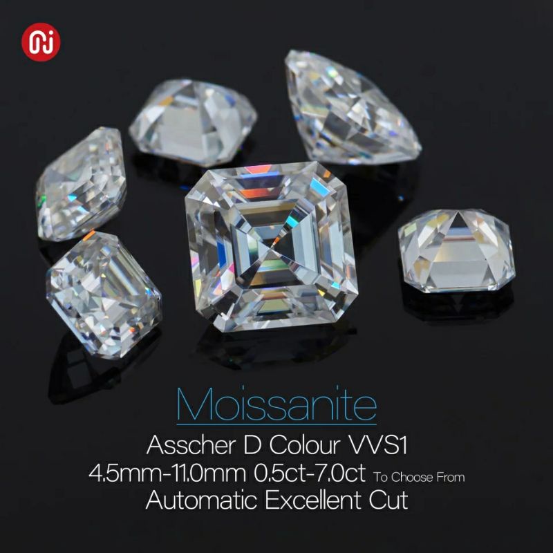 8-9MM Diamond Berlian Moissanite Asscher Cut GRA certificate