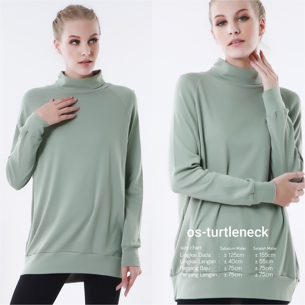 Turtleneck Wanita Oversize Rib Knit Cotton Jumbo Femon Ritch