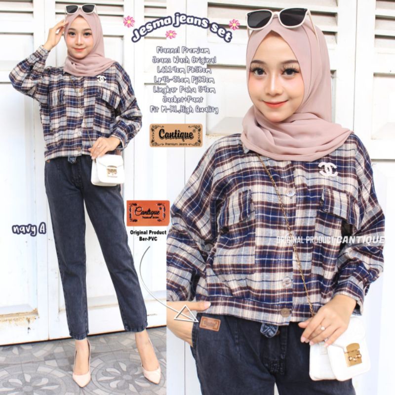 JESMA JEANS SET//SETELAN JEANS KEMEJA WANITA TERBARU//SETELAN KEMEJA