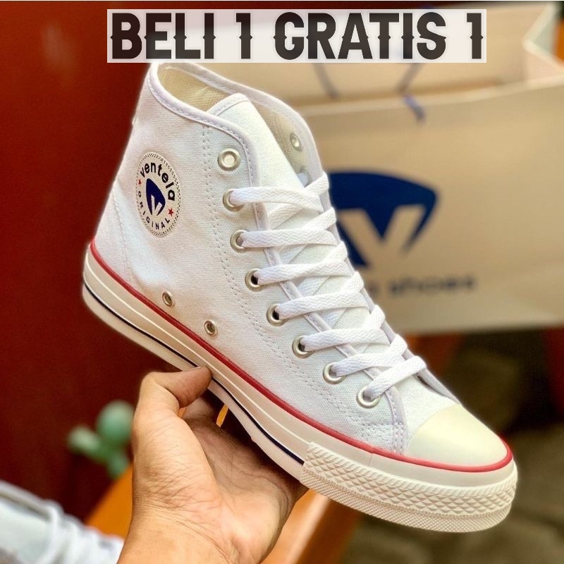 Ventela Shoes Original 70s Ethnic White High 100% Sepatu Ventella Vantela