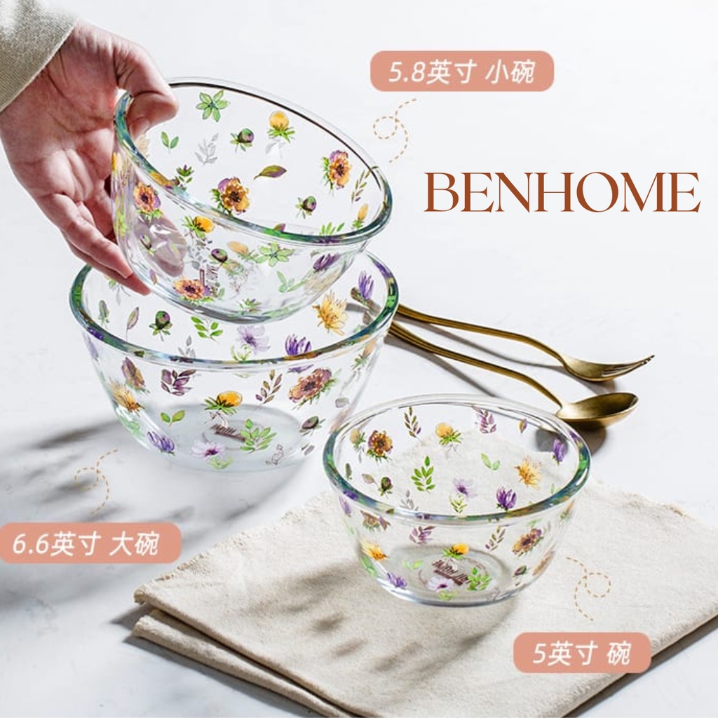 Mangkuk Kaca Bulat Tahan Panas Round Glass Salad Bowl Mangkok Saji Kaca Borosilikat Microwave Oven 8