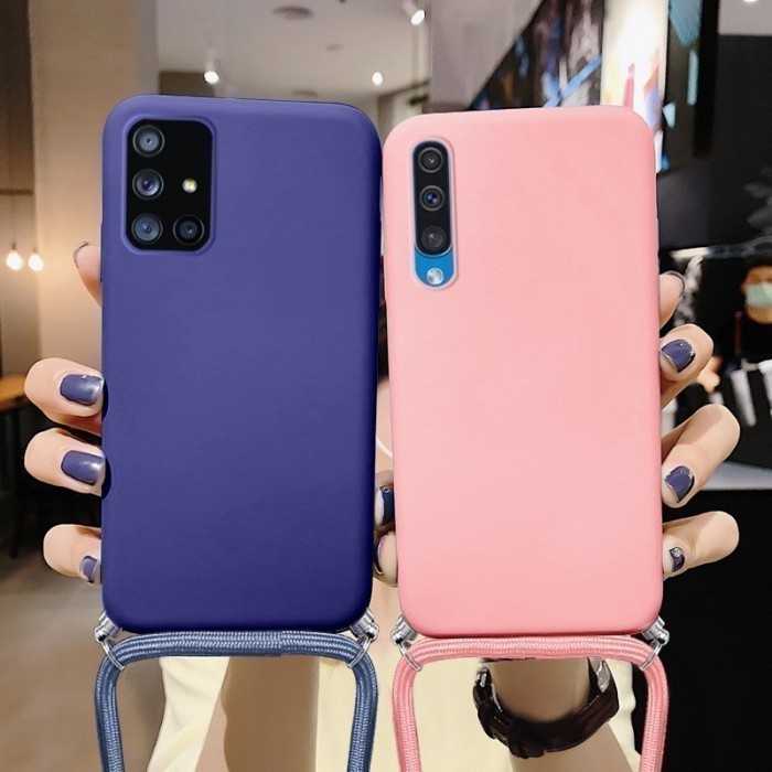Oppo Reno 5F  Softcase Gantung Selempang Lanyard Rubber Anti Noda