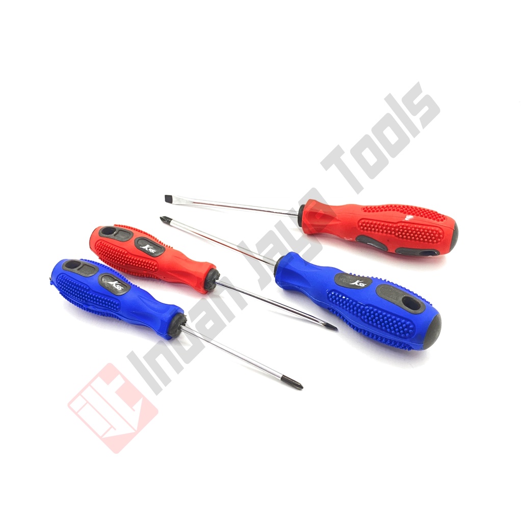 K55 Obeng Gagang Karet Anti Slip Plus Minus Screwdriver