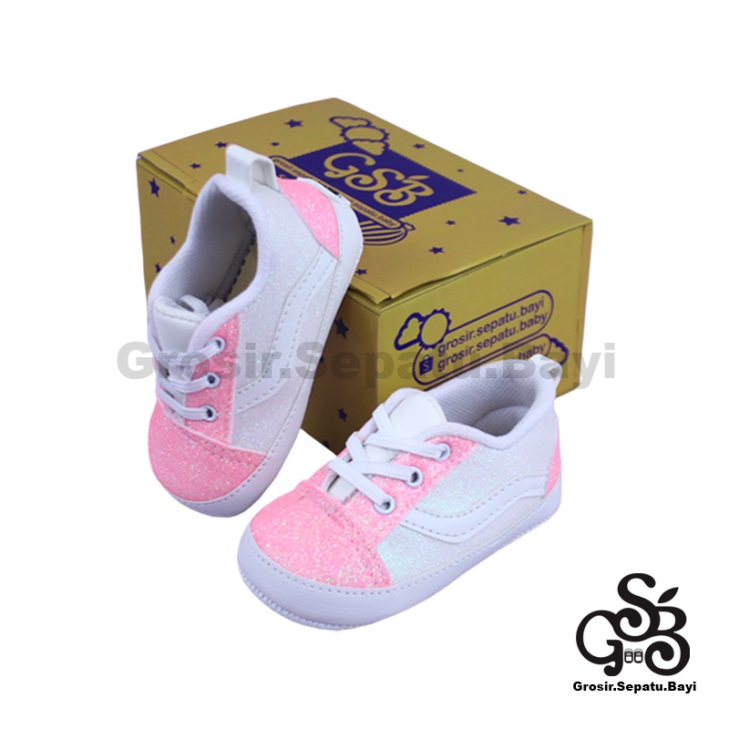 sepatu bayi baby shoes prewalker perempuan newborn umur 2 - 12 bulan model glitter oldskool