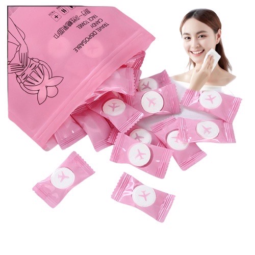 Tisu Candy - Tissue Handuk Mini - Handuk Travel Penyerap Serba Guna - Tissue Travel - Candy Mask Compressed Towel Travel Disposable