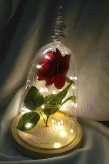 Bunga beauty and the beast plastik lampu led