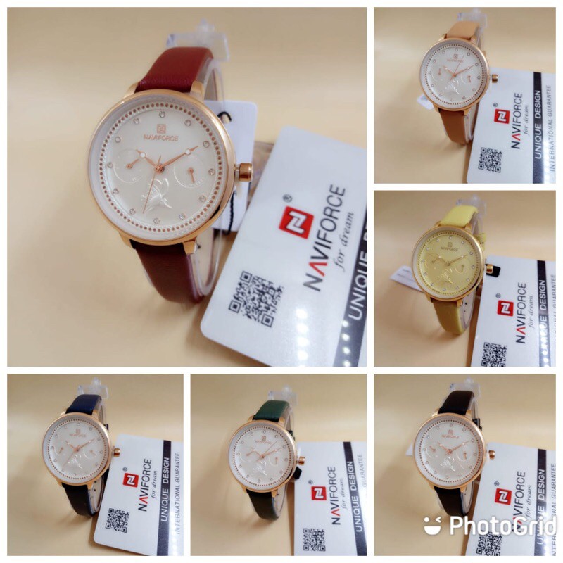 Jam tangan Naviforce 5003 Tali kulit Original Wanita