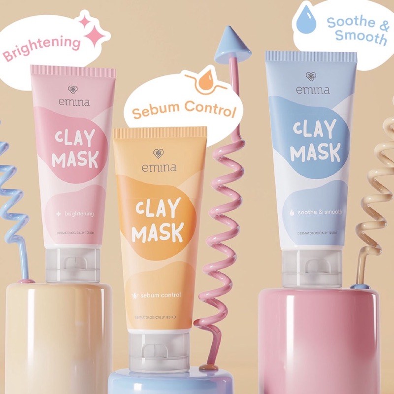 `ღ´ PHINKL `ღ´ ╰☆☆ 𝔢мιℕά ☆☆╮ emina clay mask masker wajah lembut warna bisa untuk kulit sensitif jerawat