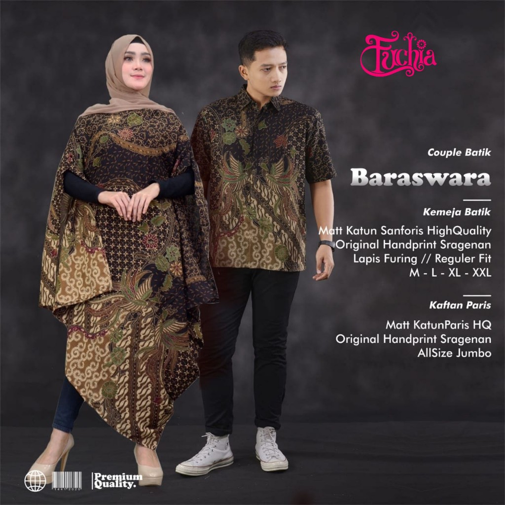 Batik Couple Baraswara Kemeja Batik Pria Lengan Panjang Kaftan Batik Paris By Fuchia