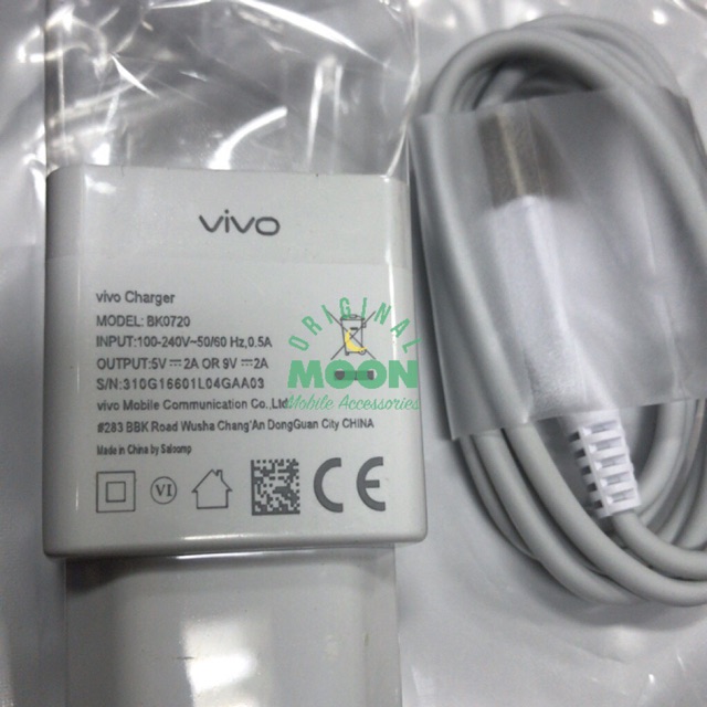 Charger vivo 2a 9v fast charging original 100 ori new kabel data micro usb v3 bk0720