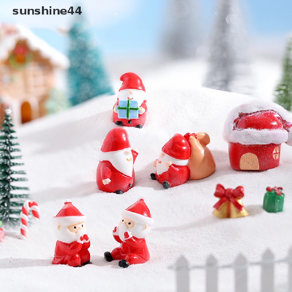 Sunshine 1PC Miniatur Santa Claus / Snowman Bahan Resin Untuk Dekorasi Lansekap Mikro