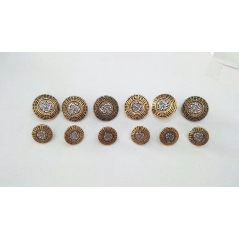 BUY 5SET GET 1SET FREE Kancing Jas Gold Hitam 21mm &amp; 15mm