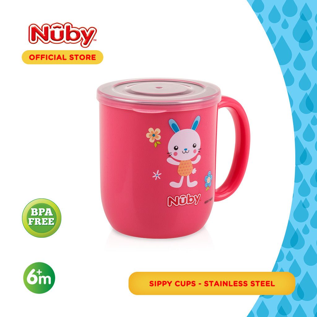 Nuby Kids Stainless Mug With Lid - Gelas Minum Anak Stainless