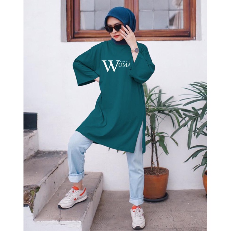 KAOS OVERSIZE TOP HIJAB WANITA BASIC WOMAN  / OVERSIZE SLIT BLOUSE