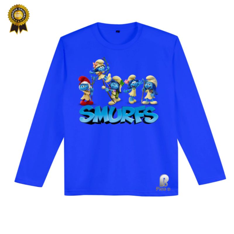 KAOS ANAK The SMURFES LENGAN PANJANG BAAHAN CATTON