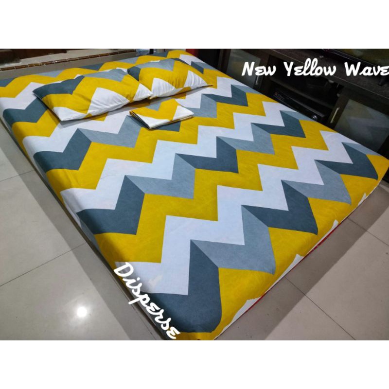 sprei motif wave kuning/abstrak kuning