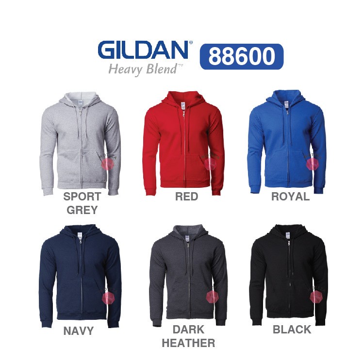 Moteza Jaket Sweater Zipper Hoodie Polos- GILDAN Heavy Blend 88600 - WARNA