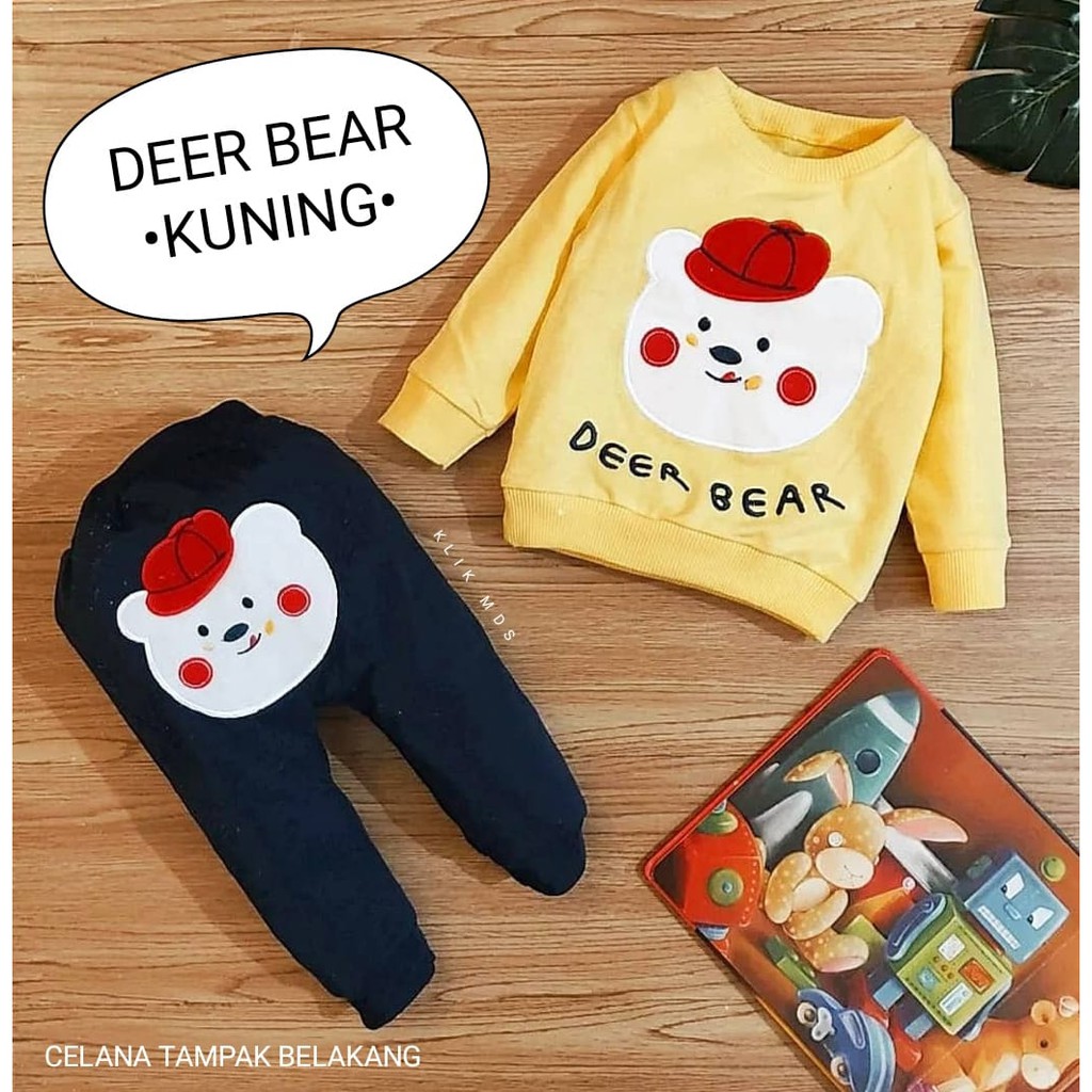 Klik Mds Setelan Baju Anak Laki-Laki Atasan Dan Celana Motif Lovely Bear 1 Ukuran Estimasi 2-9 bulan