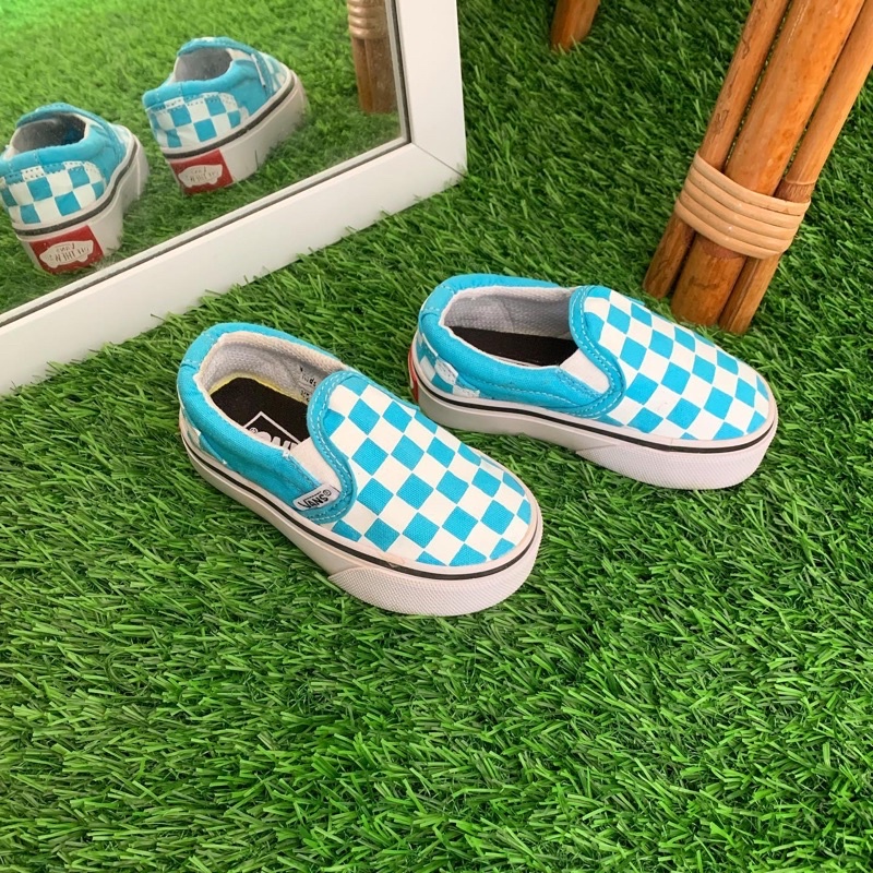 SEPATU ANAK VANS SLIP ON BLUE CHECKERBOARD | VANS SLP ON CHECKERBOARD KIDS