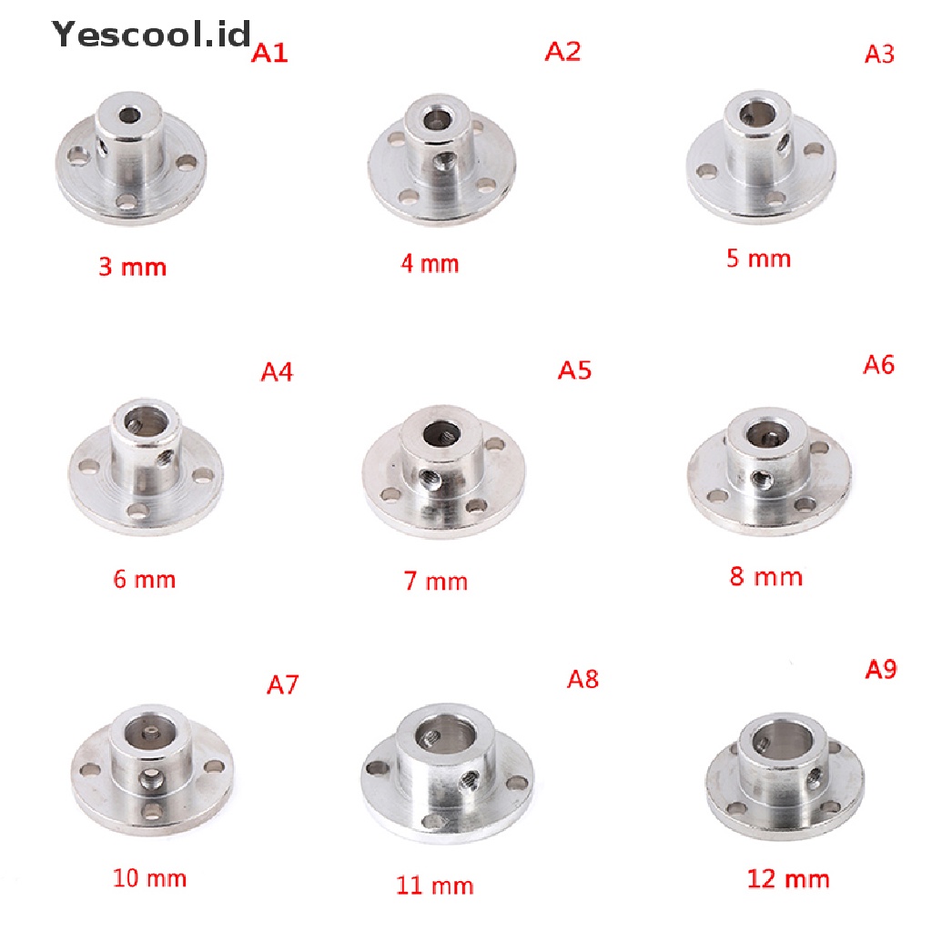 (Yescool) Coupler Poros Motor Kaku 3 / 4 / 5 / 6 / 7 / 8 / 10 / 11 / 12mm