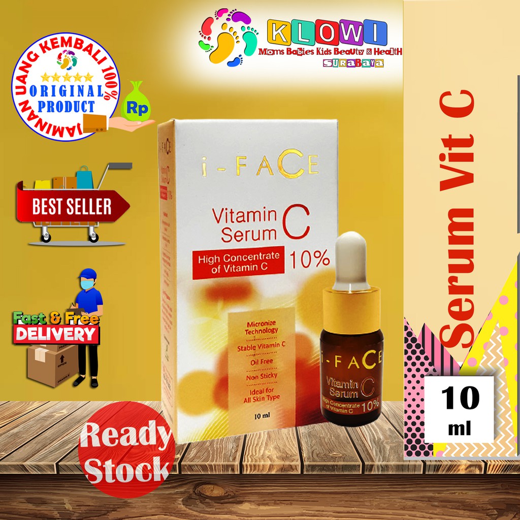 I-FACE I FACE VITAMIN C SERUM 10 ML MENCERAHKAN DAN MELEMBABKAN KULIT 100% ORI