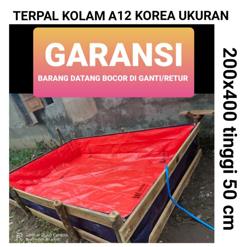 terpal kolam ikan 300x200x50 plus lubang pembuangan a12 tebal terpal kolam ikan 200x300x50