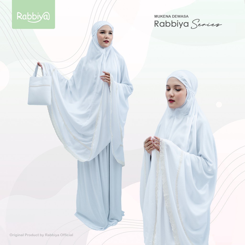 MUKENA KATUN RAYON DEWASA RABBIYA SERIES MOTIF RENDA POLOS