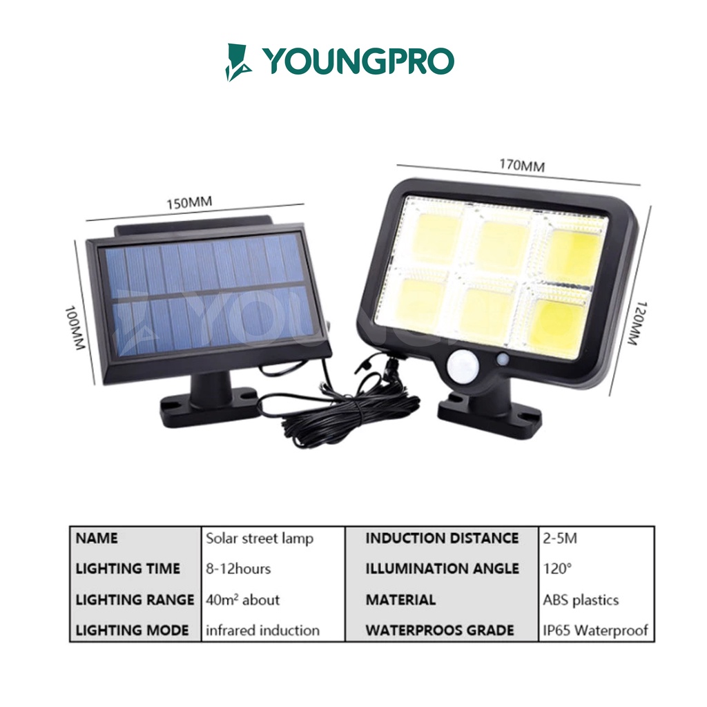 LAMPU TAMAN LAMPU SOLAR PANEL LAMPU TENAGA SURYA OUTDOOR BERGARANSI 1 TAHUN - YOUNGPRO YSF-120