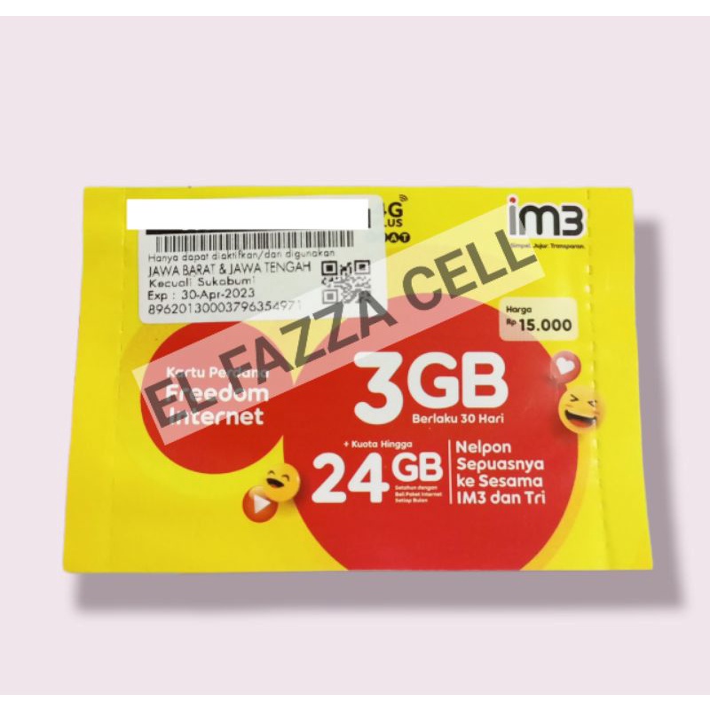 KARTU PERDANA INDOSAT 3GB ORI JATENG JABAR (SEGEL)