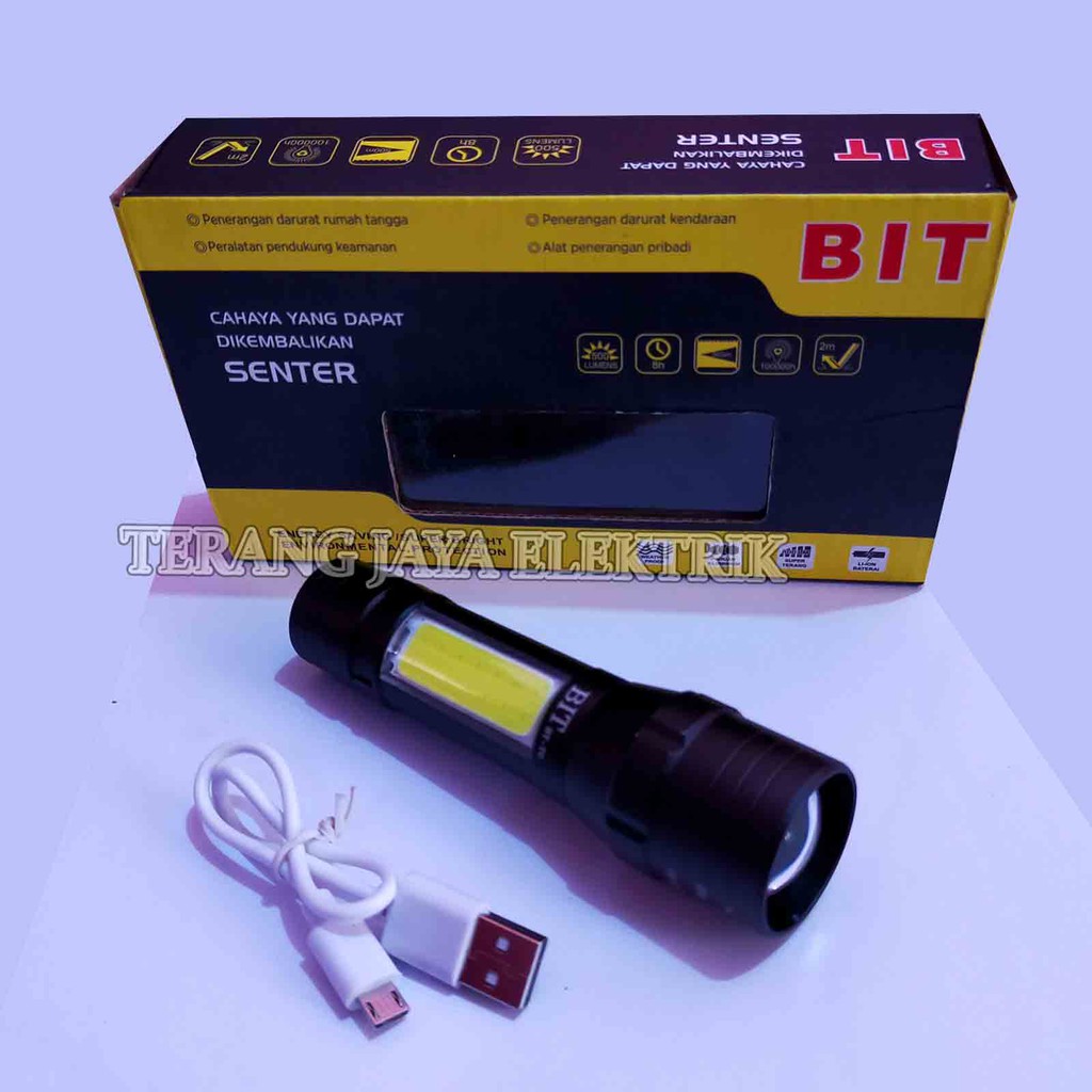 LED SENTER POLICE MINI / FLASLIGHT plus EMERGENCY BIT KECIL BT-T6 Genggam besi Original BIT